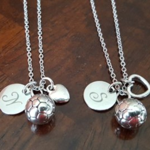 2 Stainless Steel Soccer Ball Necklaces - Picture 1 of 8